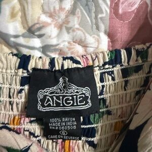 Angie Cream Floral Smocked Top with Navy, Pink & Green Accents